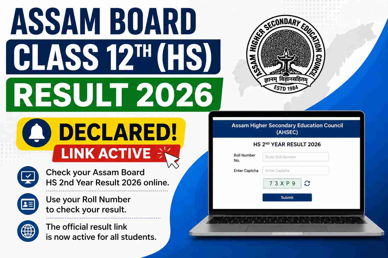 Assam Board Class 12th (HS) Result 2026 Declared (Link Active)